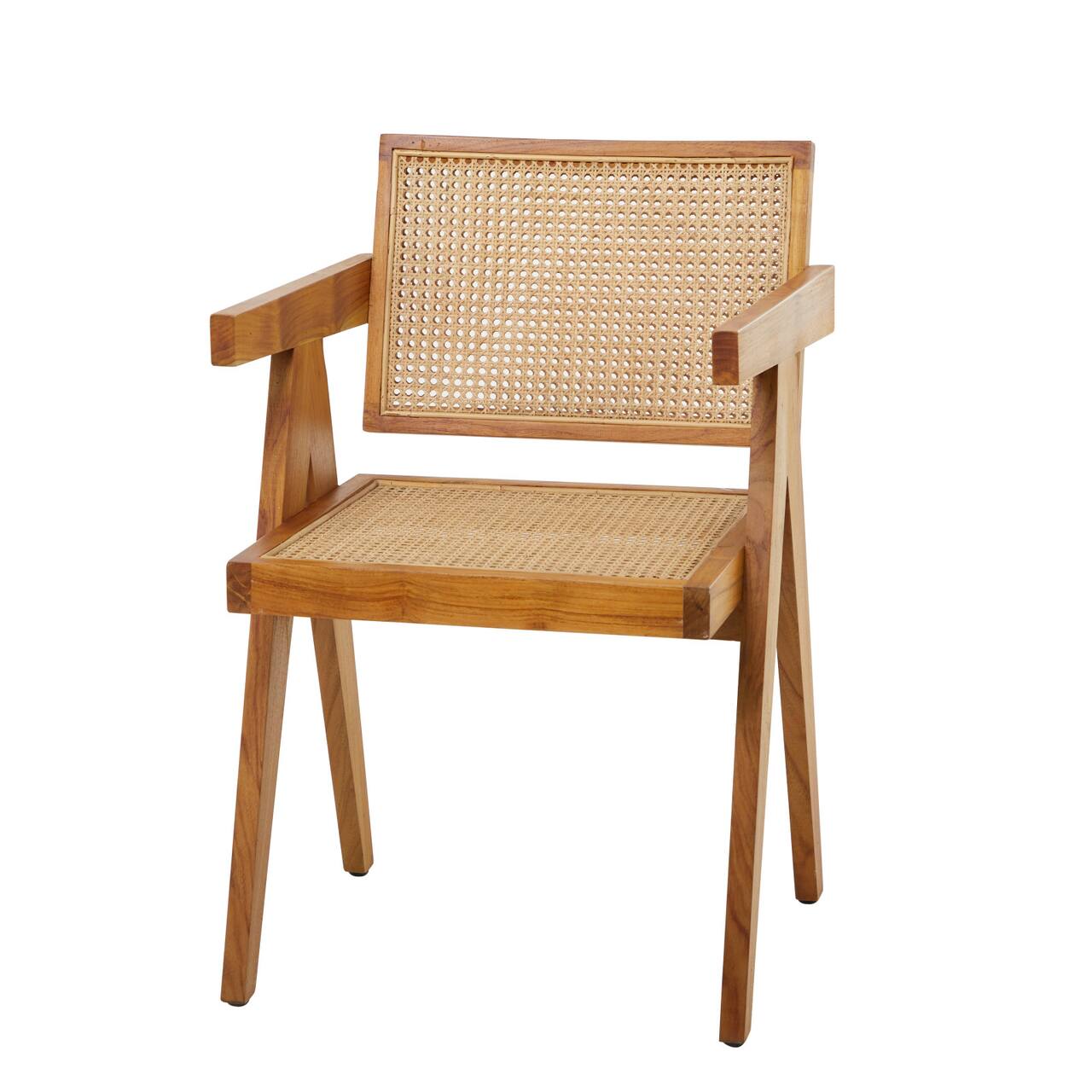 Brown Teak Wood Modern Accent Chair, 20" x 19" x 30"